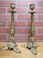 Load image into Gallery viewer, Art Nouveau Decorative Arts Bronze Candlesticks Pair Candle Holders 19c Antique
