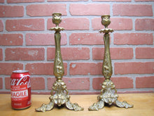Load image into Gallery viewer, Art Nouveau Decorative Arts Bronze Candlesticks Pair Candle Holders 19c Antique