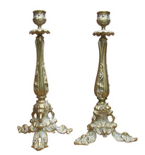 Load image into Gallery viewer, Art Nouveau Decorative Arts Bronze Candlesticks Pair Candle Holders 19c Antique