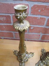 Load image into Gallery viewer, Art Nouveau Decorative Arts Bronze Candlesticks Pair Candle Holders 19c Antique