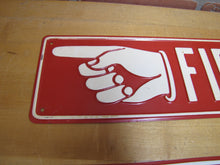 Load image into Gallery viewer, FIRE ESCAPE HAND POINTING FINGER 2 Old Embossed Steel Safety Advertising Signs Left & Right