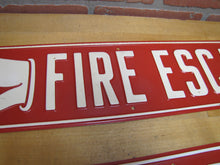 Load image into Gallery viewer, FIRE ESCAPE HAND POINTING FINGER 2 Old Embossed Steel Safety Advertising Signs Left & Right