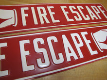 Load image into Gallery viewer, FIRE ESCAPE HAND POINTING FINGER 2 Old Embossed Steel Safety Advertising Signs Left & Right