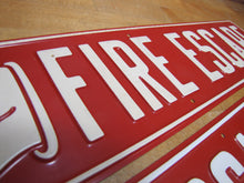 Load image into Gallery viewer, FIRE ESCAPE HAND POINTING FINGER 2 Old Embossed Steel Safety Advertising Signs Left & Right