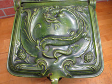 Load image into Gallery viewer, Dragon Serpent Antique Victorian Coal Scuttle Bin Cast Iron Porcelain Enamel