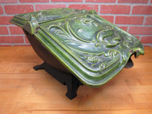 Load image into Gallery viewer, Dragon Serpent Antique Victorian Coal Scuttle Bin Cast Iron Porcelain Enamel