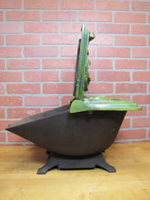 Load image into Gallery viewer, Dragon Serpent Antique Victorian Coal Scuttle Bin Cast Iron Porcelain Enamel