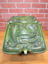 Load image into Gallery viewer, Dragon Serpent Antique Victorian Coal Scuttle Bin Cast Iron Porcelain Enamel