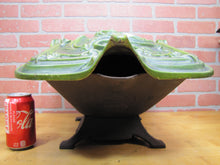 Load image into Gallery viewer, Dragon Serpent Antique Victorian Coal Scuttle Bin Cast Iron Porcelain Enamel