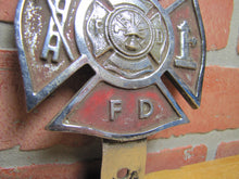 Load image into Gallery viewer, PALISADES PARK F D FIRE DEPARTMENT Plate Topper Badge Sign Embossed Metal Ornate
