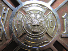 Load image into Gallery viewer, PALISADES PARK F D FIRE DEPARTMENT Plate Topper Badge Sign Embossed Metal Ornate