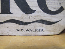 Load image into Gallery viewer, PALATINE LAKE Original Old Wooden Pointing Right Arrow Sign W. D. WALKER