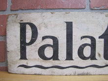 Load image into Gallery viewer, PALATINE LAKE Original Old Wooden Pointing Right Arrow Sign W. D. WALKER