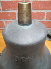 Load image into Gallery viewer, USN UNITED STATES NAVY Old Brass Nickel Bell w Bracket Nautical Ship Boat C-58