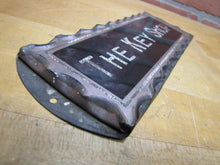 Load image into Gallery viewer, THE KEY SHOP Antique Reverse on Chip Scalloped Glass Advertising Sign ROG