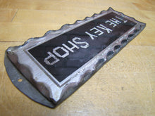 Load image into Gallery viewer, THE KEY SHOP Antique Reverse on Chip Scalloped Glass Advertising Sign ROG