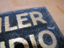 Load image into Gallery viewer, LEAH KOHLER VIOLIN STUDIO Antique Gold & Black Smaltz Painted Wood Ad Sign