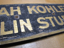 Load image into Gallery viewer, LEAH KOHLER VIOLIN STUDIO Antique Gold & Black Smaltz Painted Wood Ad Sign