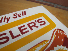 Load image into Gallery viewer, ROESSLER'S YELLOW TAG FRANKFURTERS Old Hot Dog Advertising Sign Connecticut