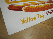 Load image into Gallery viewer, ROESSLER'S YELLOW TAG FRANKFURTERS Old Hot Dog Advertising Sign Connecticut