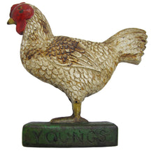 Load image into Gallery viewer, YOUNG'S FEEDS TOLEDO OHIO Old Advertising Chicken Doorstop Sign Store Display