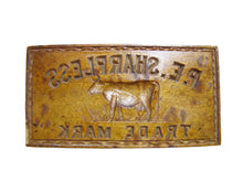 Load image into Gallery viewer, P.E. SHARPLESS COW TM Antique Penna Co Advertising Wooden Butter Pat Stamp Mold