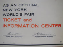 Load image into Gallery viewer, 1964 1965 NEW YORK WORLDS FAIR MOTOR CLUB OF AMERICA TICKET & INFO CENTER Sign