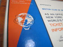 Load image into Gallery viewer, 1964 1965 NEW YORK WORLDS FAIR MOTOR CLUB OF AMERICA TICKET & INFO CENTER Sign