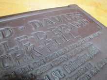 Load image into Gallery viewer, DAVID DAVIES DOUBLE D BRAND PORK ROLL Columbus Ohio Old Advertising Panel Sign