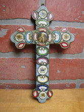 Load image into Gallery viewer, Micro Mosaic Old Cross Crucifix Roma Pius XI Italy Ornate Fine Exquisite Artwork