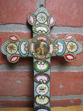 Load image into Gallery viewer, Micro Mosaic Old Cross Crucifix Roma Pius XI Italy Ornate Fine Exquisite Artwork