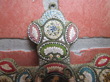 Load image into Gallery viewer, Micro Mosaic Old Cross Crucifix Roma Pius XI Italy Ornate Fine Exquisite Artwork