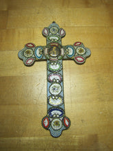 Load image into Gallery viewer, Micro Mosaic Old Cross Crucifix Roma Pius XI Italy Ornate Fine Exquisite Artwork