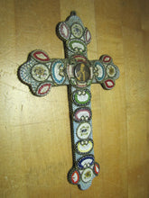 Load image into Gallery viewer, Micro Mosaic Old Cross Crucifix Roma Pius XI Italy Ornate Fine Exquisite Artwork