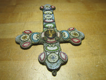 Load image into Gallery viewer, Micro Mosaic Old Cross Crucifix Roma Pius XI Italy Ornate Fine Exquisite Artwork