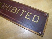 Load image into Gallery viewer, SMOKING PROHIBITED Old Railroad Train Station Safety Ad Sign Subway Trolley RR