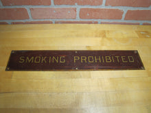 Load image into Gallery viewer, SMOKING PROHIBITED Old Railroad Train Station Safety Ad Sign Subway Trolley RR