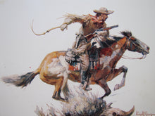 Load image into Gallery viewer, WINCHESTER WESTERN Sign Cowboy Horseback Rifle Old TOC Store Display Advertising
