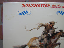 Load image into Gallery viewer, WINCHESTER WESTERN Sign Cowboy Horseback Rifle Old TOC Store Display Advertising