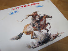 Load image into Gallery viewer, WINCHESTER WESTERN Sign Cowboy Horseback Rifle Old TOC Store Display Advertising