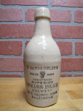 Load image into Gallery viewer, F SANDKUHLER'S SUPERIOR WEISS BEER BREWERY BALTIMORE Antique Stoneware Bottle Md