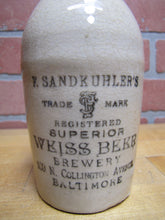 Load image into Gallery viewer, F SANDKUHLER'S SUPERIOR WEISS BEER BREWERY BALTIMORE Antique Stoneware Bottle Md