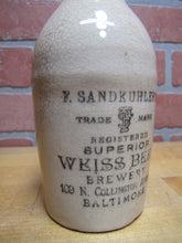 Load image into Gallery viewer, F SANDKUHLER'S SUPERIOR WEISS BEER BREWERY BALTIMORE Antique Stoneware Bottle Md