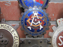 Load image into Gallery viewer, EUROPEAN TOUR 11 Original Old Car Club Badges Mounted on Bumper Bracket Sign Ad