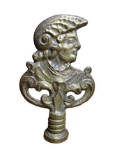 Load image into Gallery viewer, Gladiator Warrior Mans Bust Old Brass Decorative Arts Figural Finial Hardware