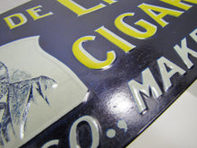 Load image into Gallery viewer, LA FLOR DE ERB 10c CIGAR Antique Embossed Tin Store Display Ad Sign Nat'l Co O