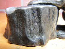 Load image into Gallery viewer, DOG TREE STUMP LIGHTER ASHTRAY Old Figural Pivot Head ASIAN Signed Unique