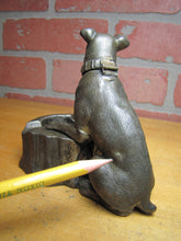Load image into Gallery viewer, DOG TREE STUMP LIGHTER ASHTRAY Old Figural Pivot Head ASIAN Signed Unique
