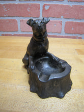 Load image into Gallery viewer, DOG TREE STUMP LIGHTER ASHTRAY Old Figural Pivot Head ASIAN Signed Unique