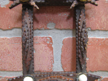 Load image into Gallery viewer, Tramp Art Wooden Frame old small hand carved folk art tiered stars brass